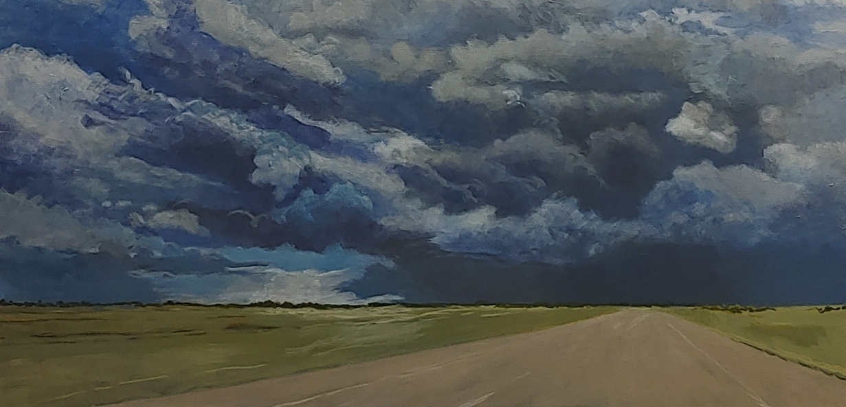 Acrylic painting "Threatening Clouds" (2022) by Maureen Flynn-Burhoe 